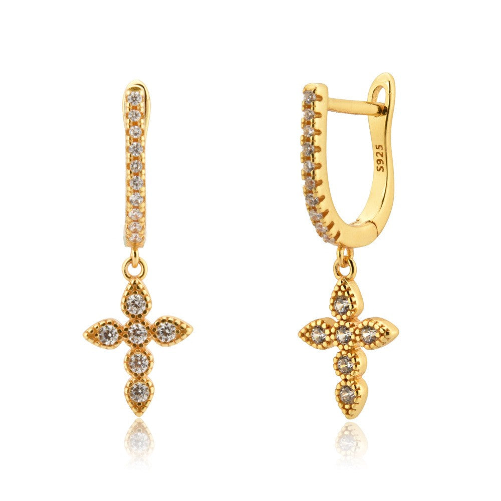 925 Sterling Silver Cross Earrings