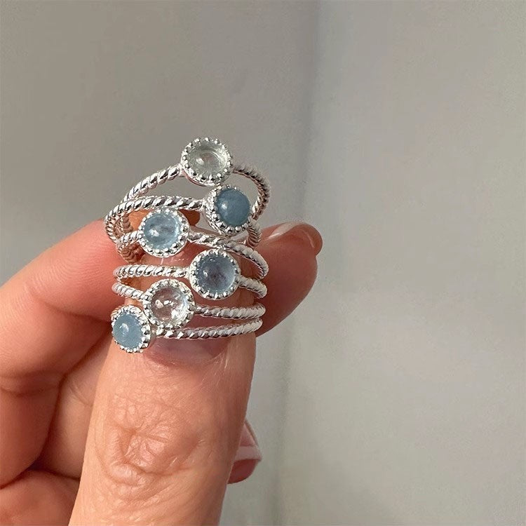 925 Sterling Silver Nature Stone Fashion Ring