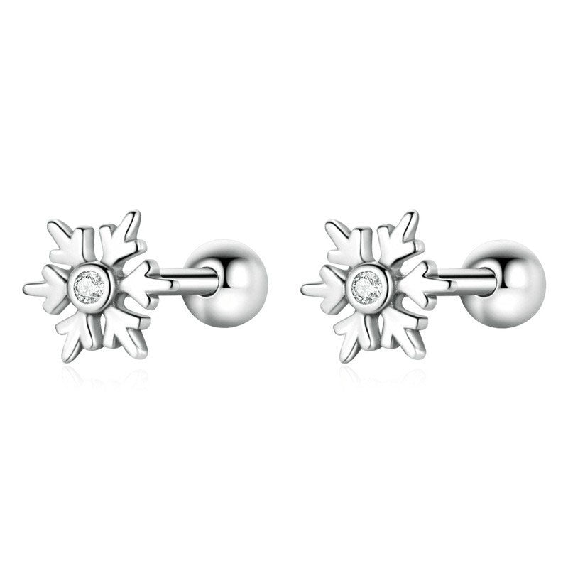925 Sterling Silver Snowflake Fashion Earrings