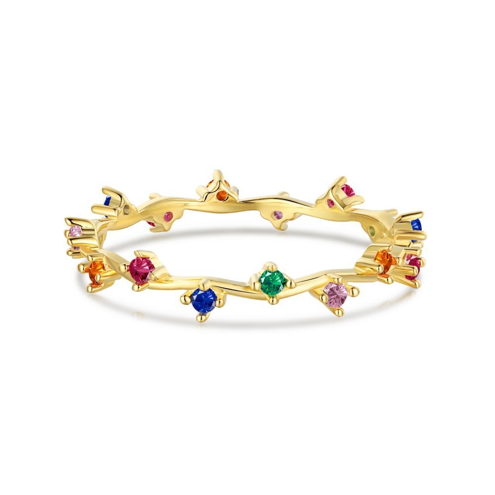 925 Sterling Silver Color Zircon Fashion Ring