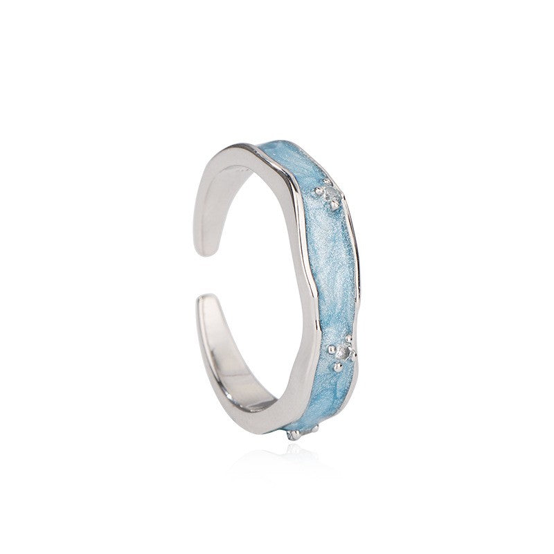 925 Sterling Silver Enamel Open Fashion Ring