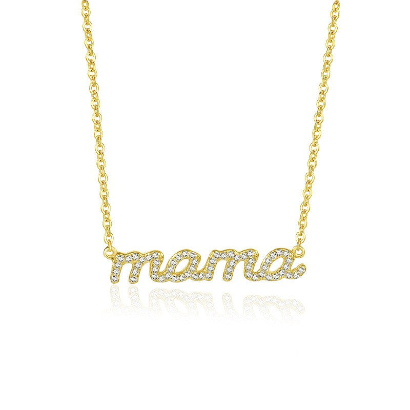 925 Sterling Silver MAMA Initial Pendant Necklace
