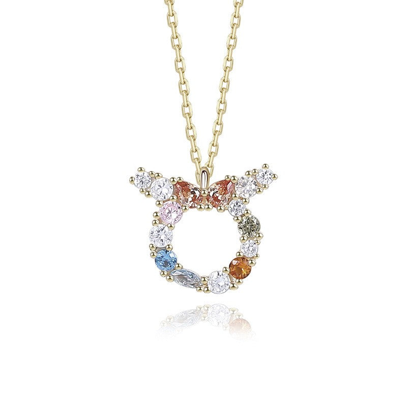 925 Sterling Silver Colorful Zircon Constellation Pendant Necklace