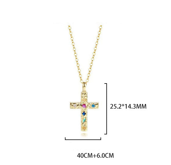 Collar con colgante de cruz de plata de ley 925