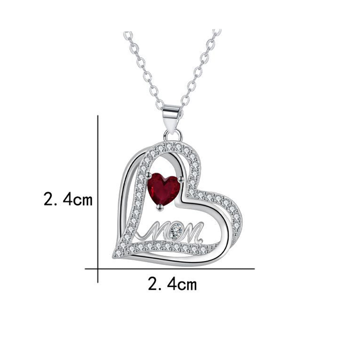 Copper With Silver Plated Mom Heart Pendant Necklace for Women