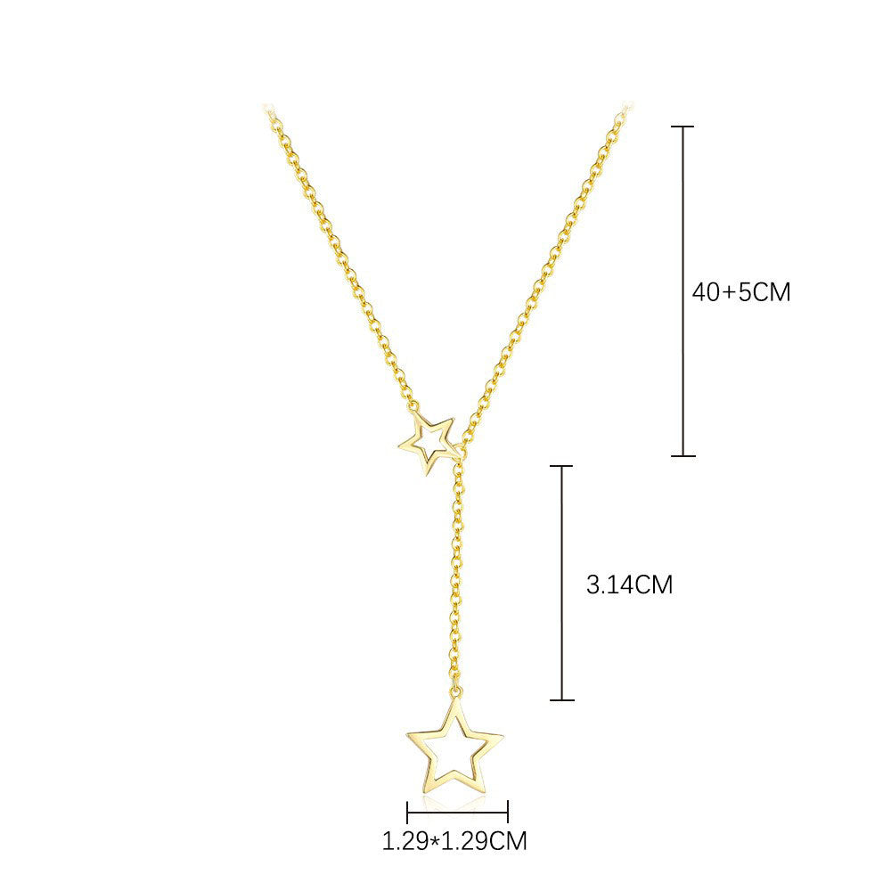 925 Sterling Silver Stars Pendant Necklace