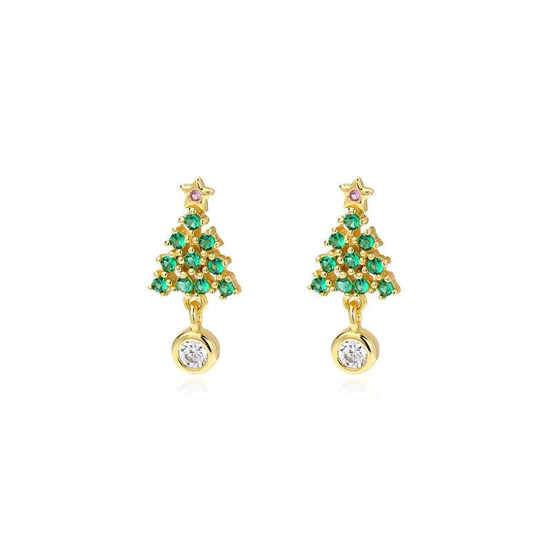 925 Sterling Silver Christmas Tree Festival Earrings