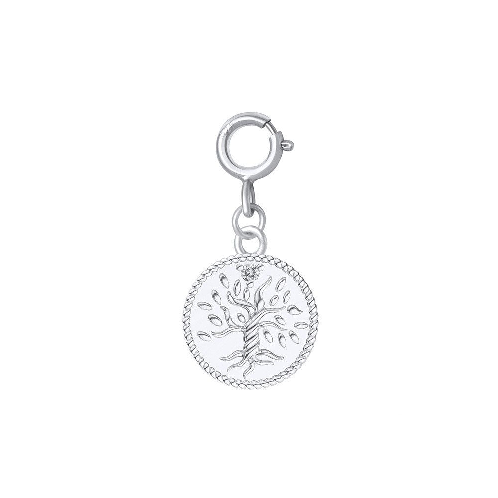 925 Sterling Silver Tree of Life Charm With Spring Clasp For Necklace Jewelry DIY