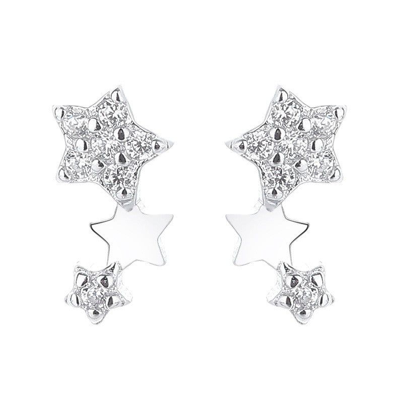 925 Sterling Silver Star Screw Back Stud Earrings