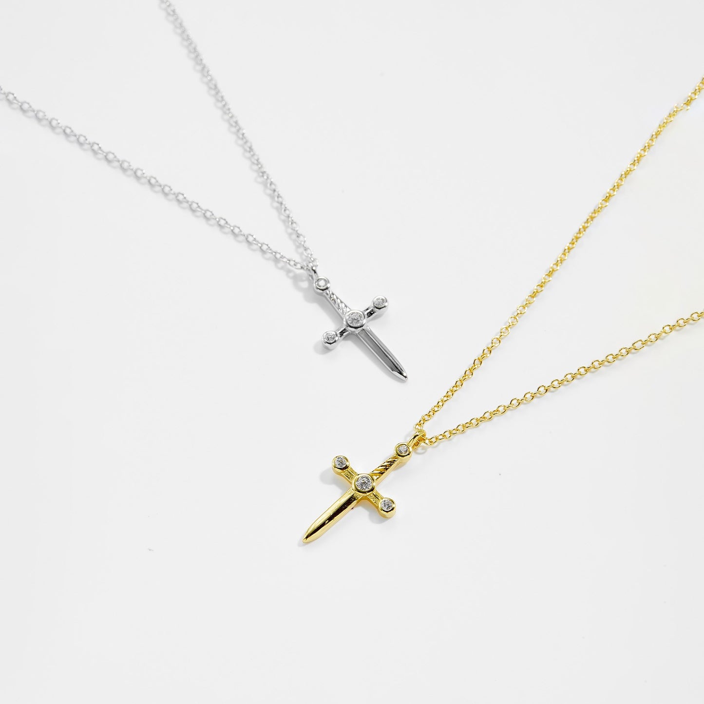 925 Sterling Silver Zircon Cross Pendant Necklace