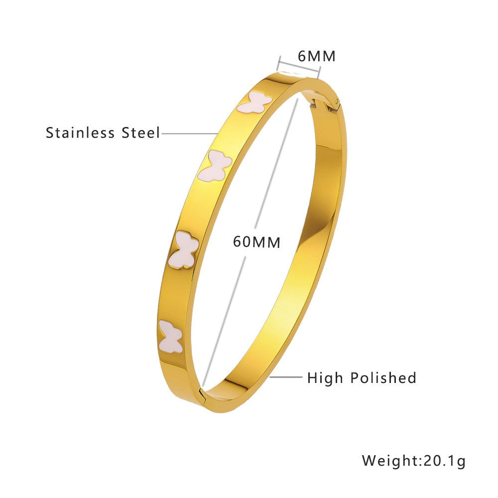 Stainless Steel Minimalist Butterfly Fashion Bangle