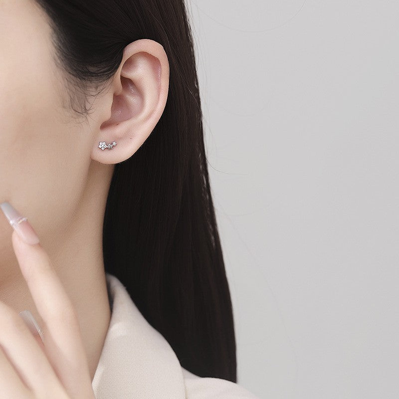 925 Sterling Silver Star Screw Back Stud Earrings
