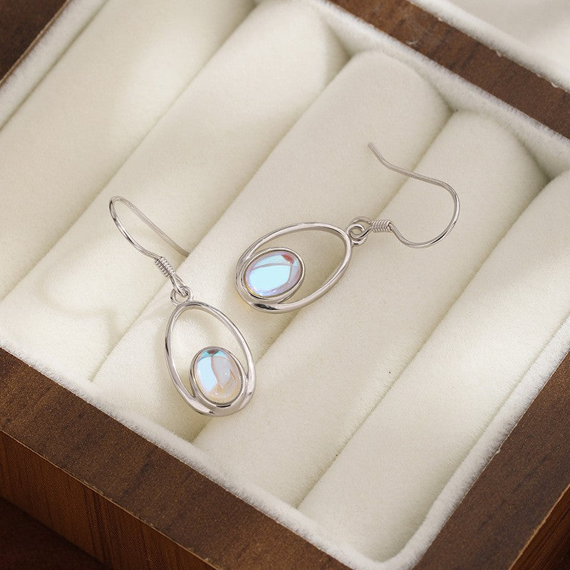 925 Sterling Silver Moonstone Huggie Earrings