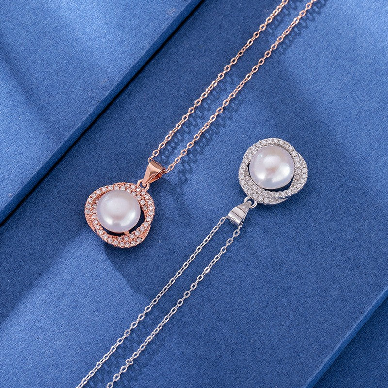 Collar de moda con perlas de plata de ley 925