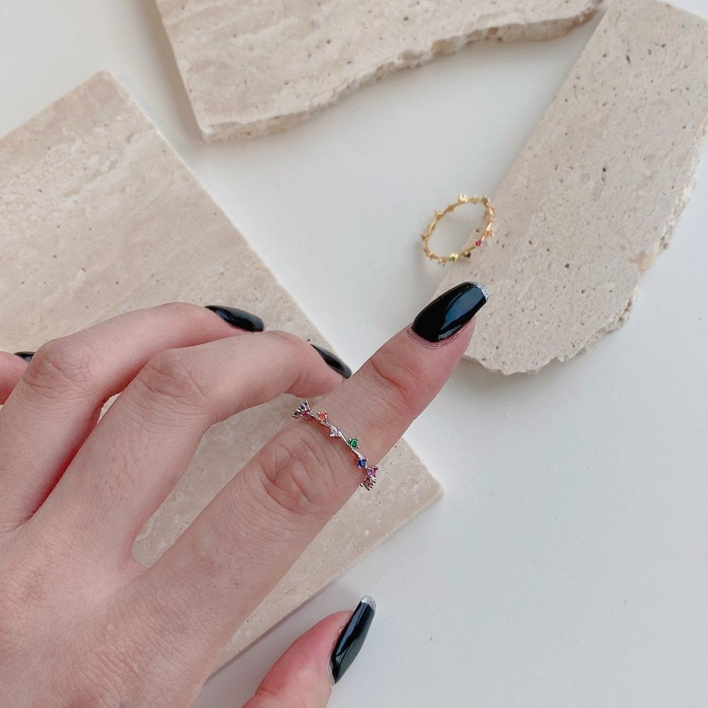 925 Sterling Silver Color Zircon Fashion Ring