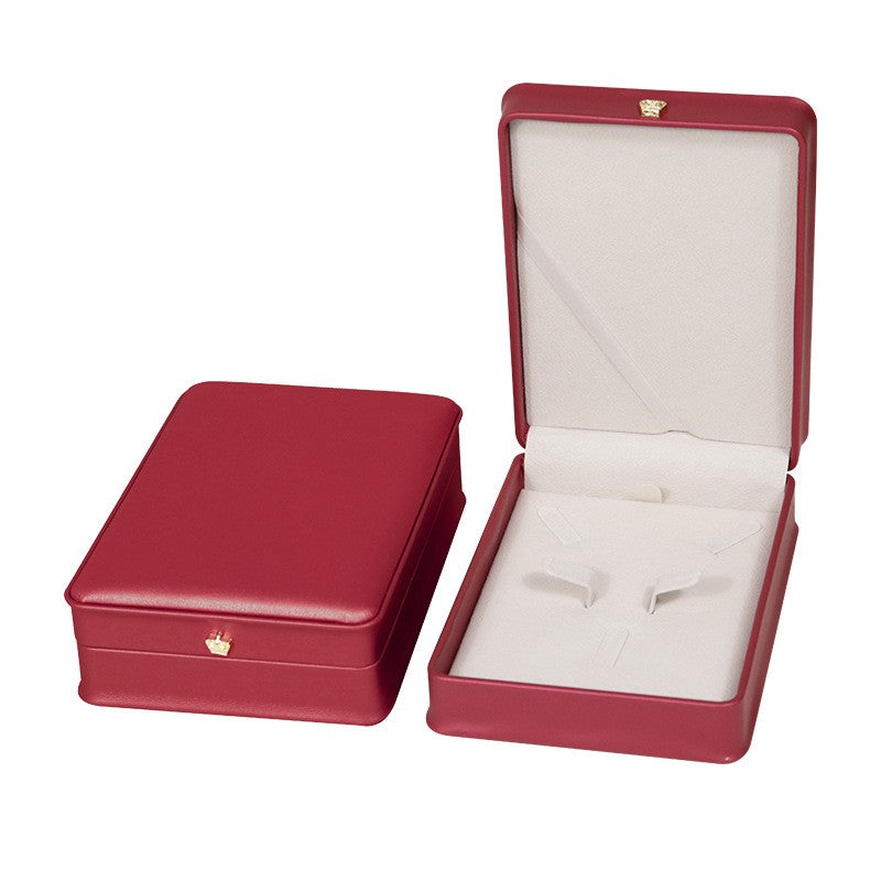 Elegant PU Crown Small Jewelry Set Box: Ring, Necklace & Earring Trio