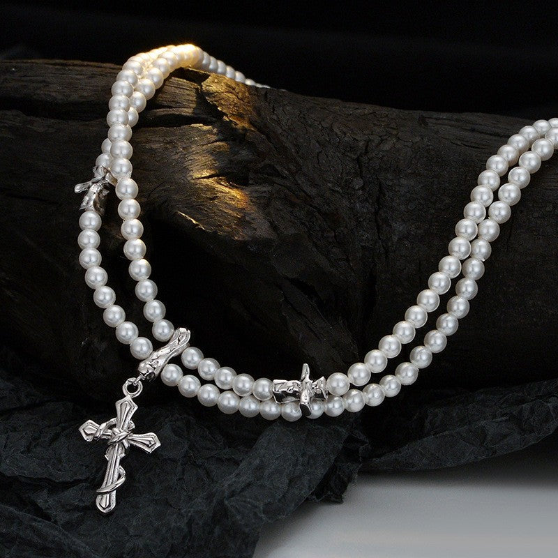 925 Sterling Silver Zircon Cross Fashion Necklace