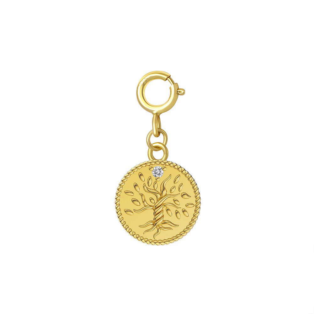 925 Sterling Silver Tree of Life Charm With Spring Clasp For Necklace Jewelry DIY