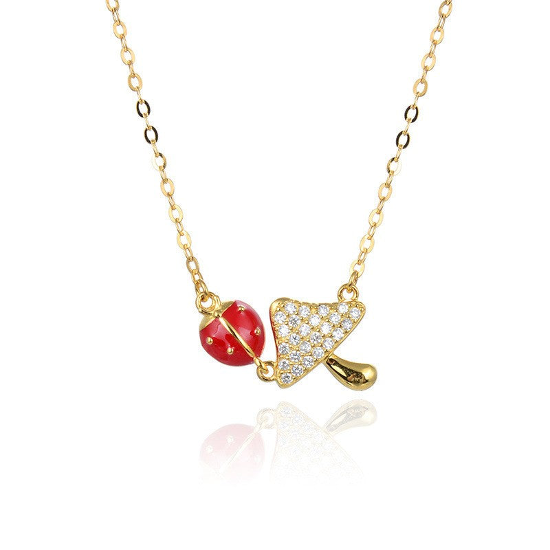925 Sterling Silver Mushroom Cute Necklace