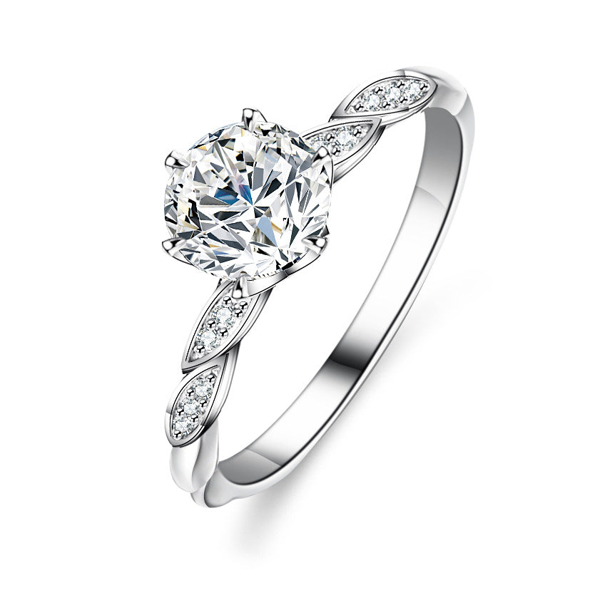 925 Sterling Silver Elegant Zircon Fashion Engagement Ring