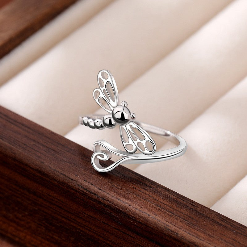 925 Sterling Silver Dragonfly Open Fashion Ring