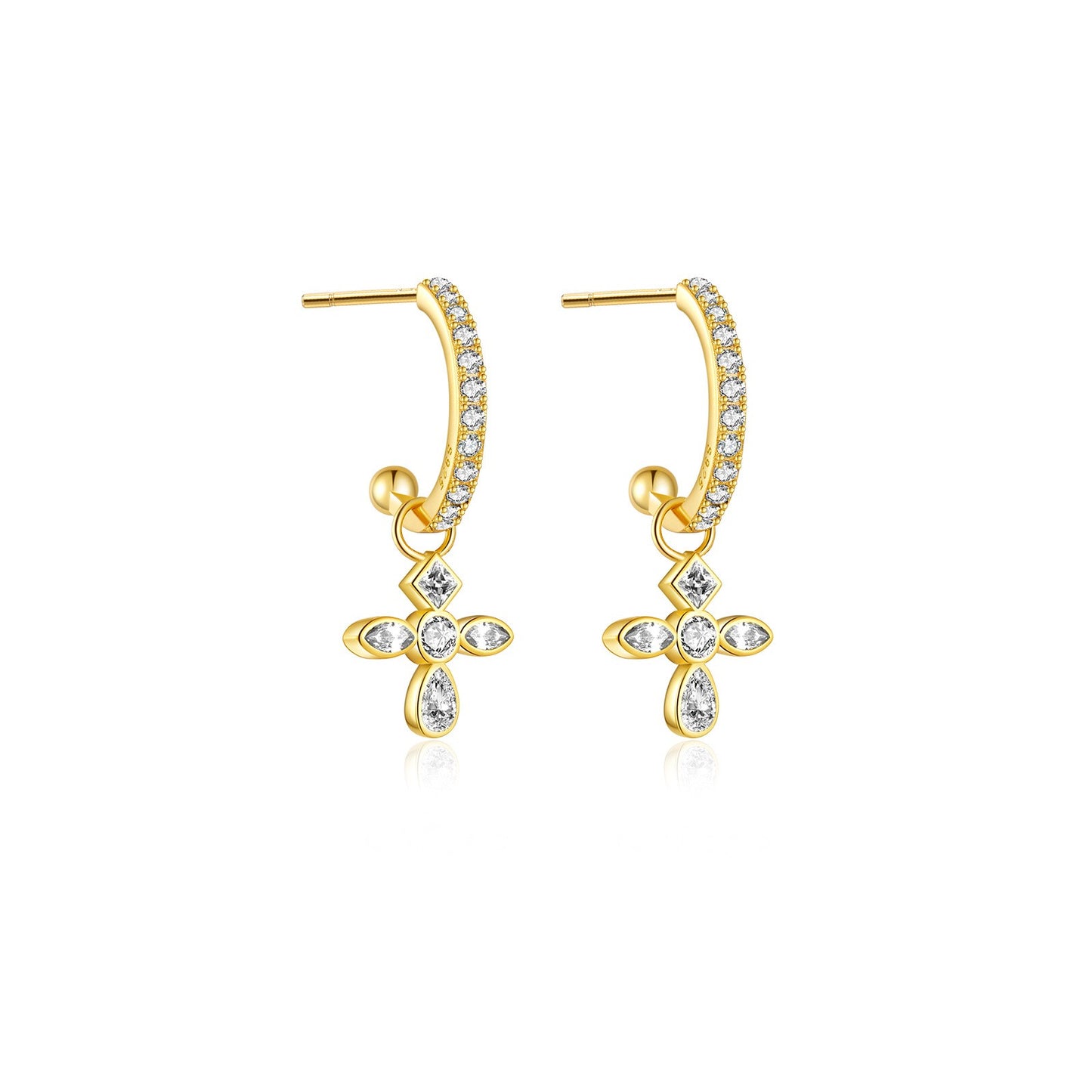 925 Sterling Silver Cross Earrings
