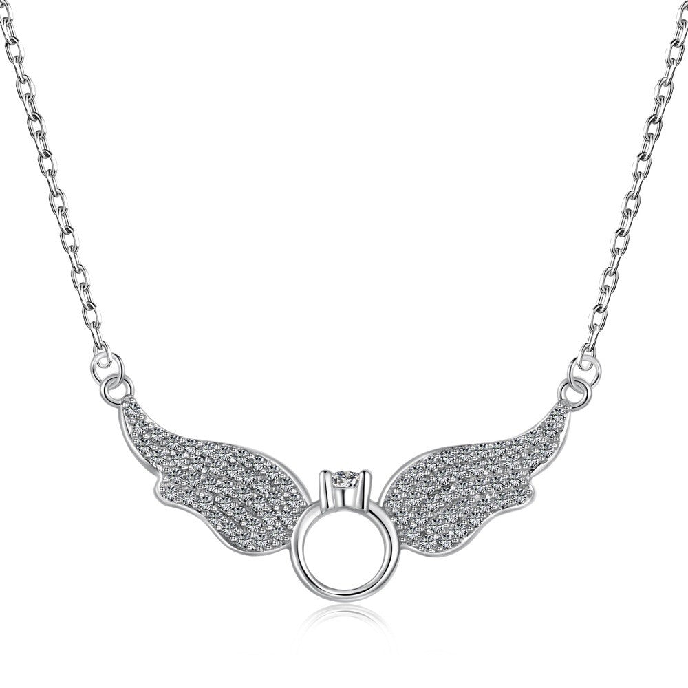 925 Sterling Silver Angel Wings Fashion Necklace