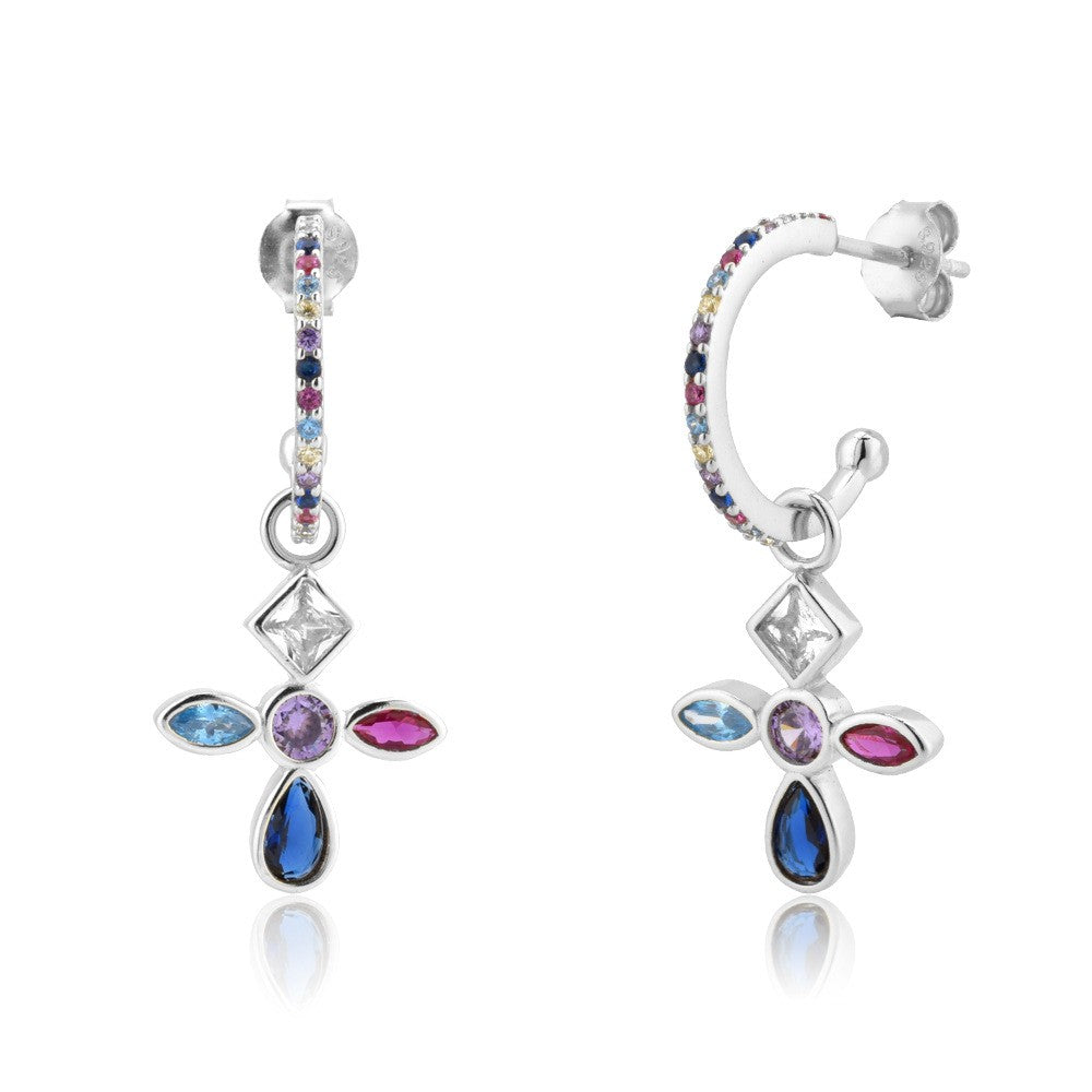 925 Sterling Silver Cross Earrings