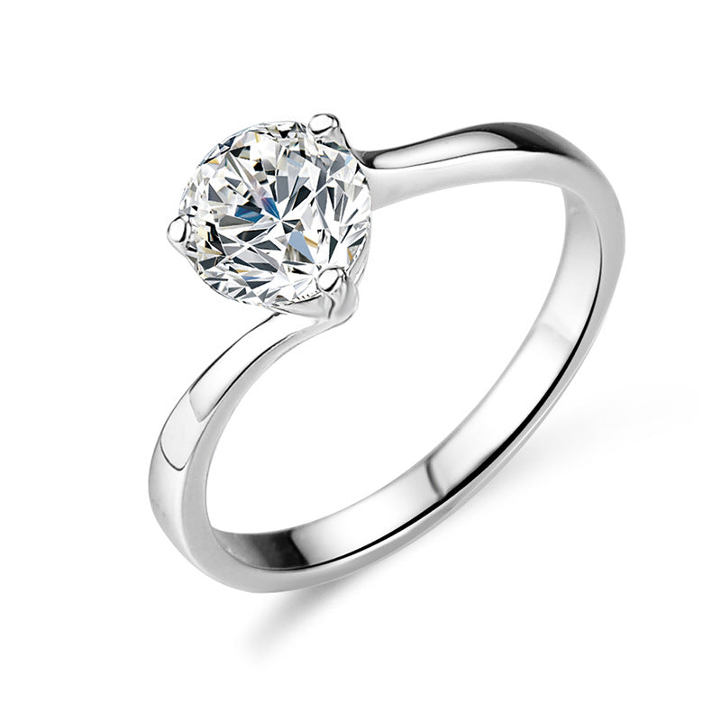 925 Sterling Silver Elegant Zircon Fashion Engagement Ring