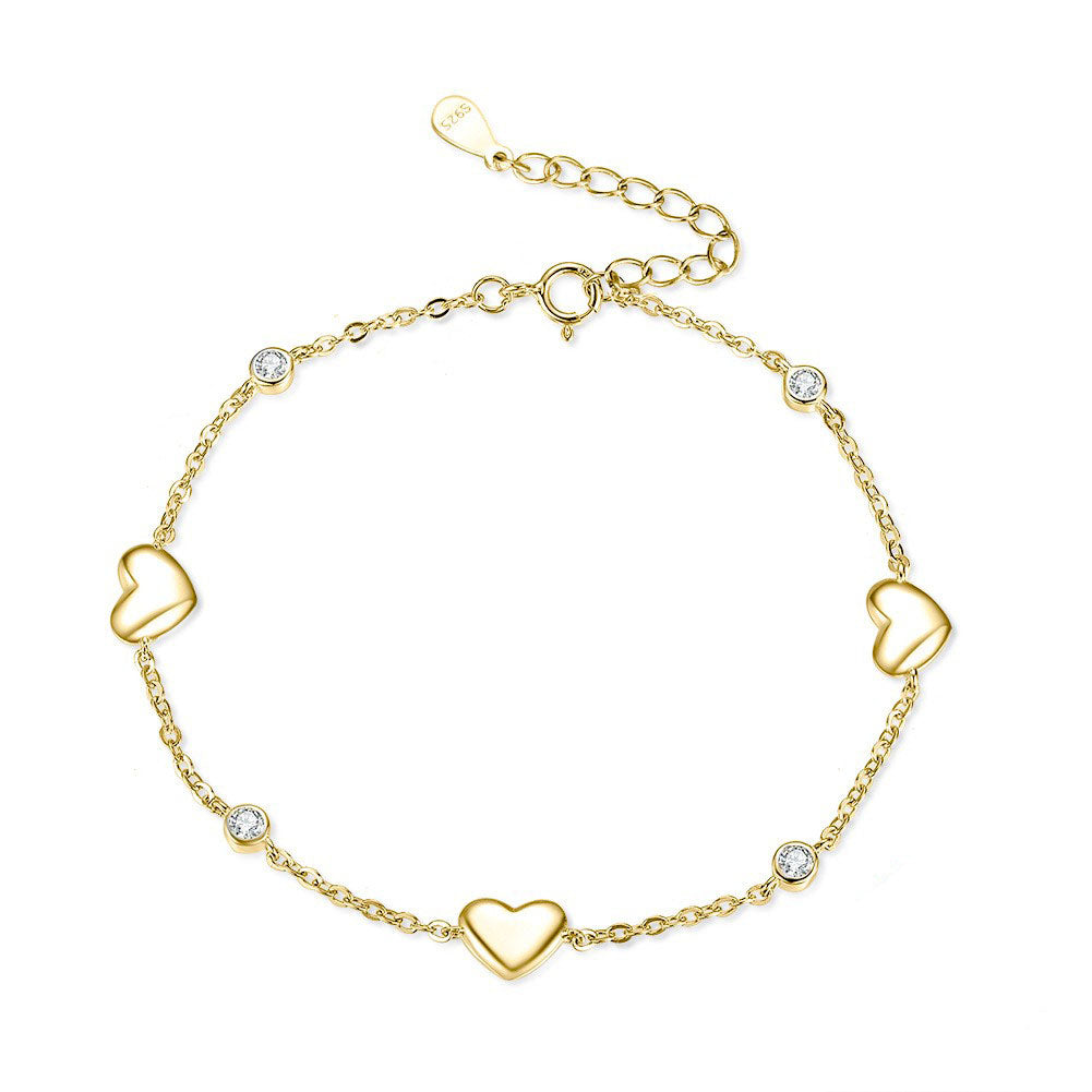 925 Sterling Silver Hearts Bracelet