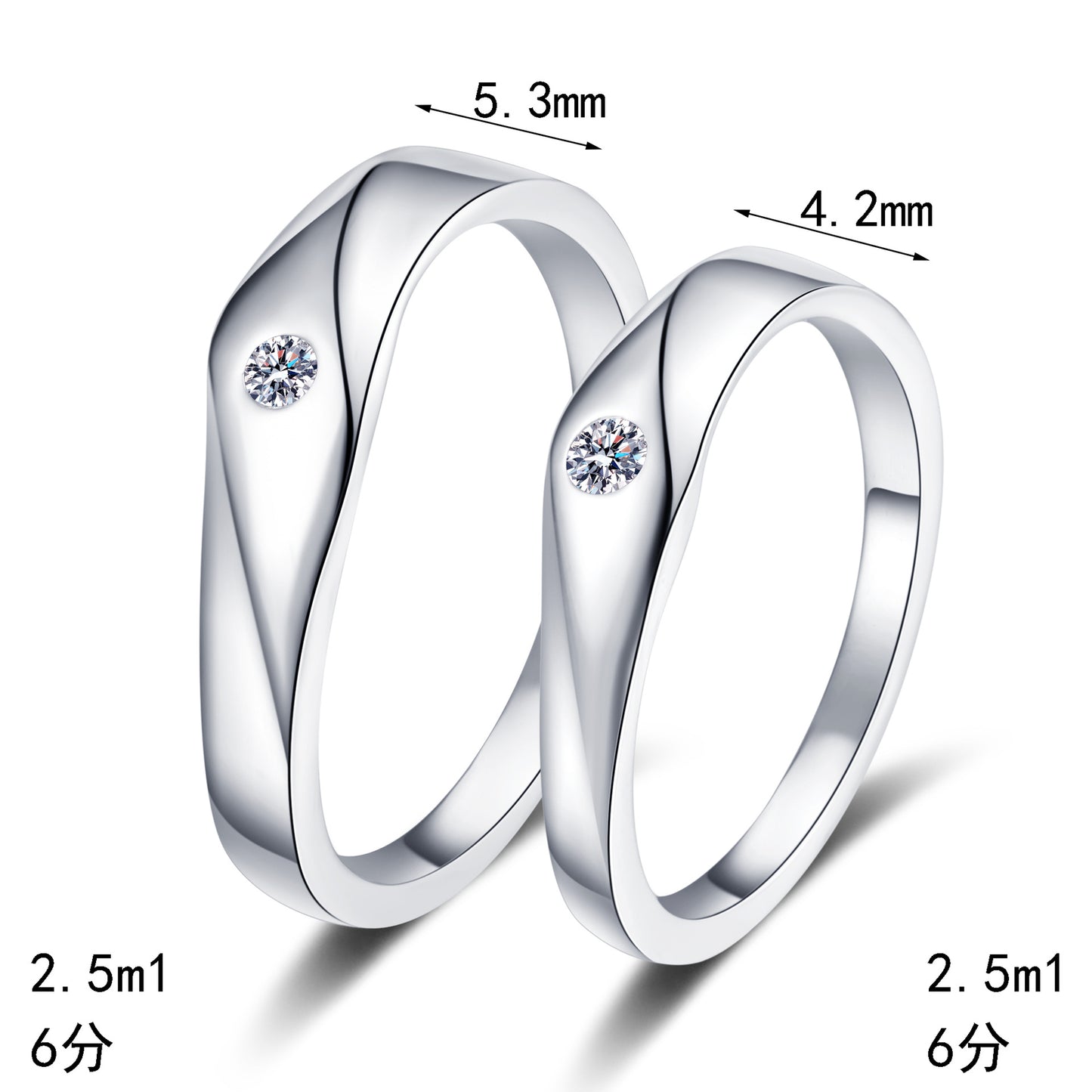 Anillo elegante de moda con circonitas cúbicas en plata de ley 925