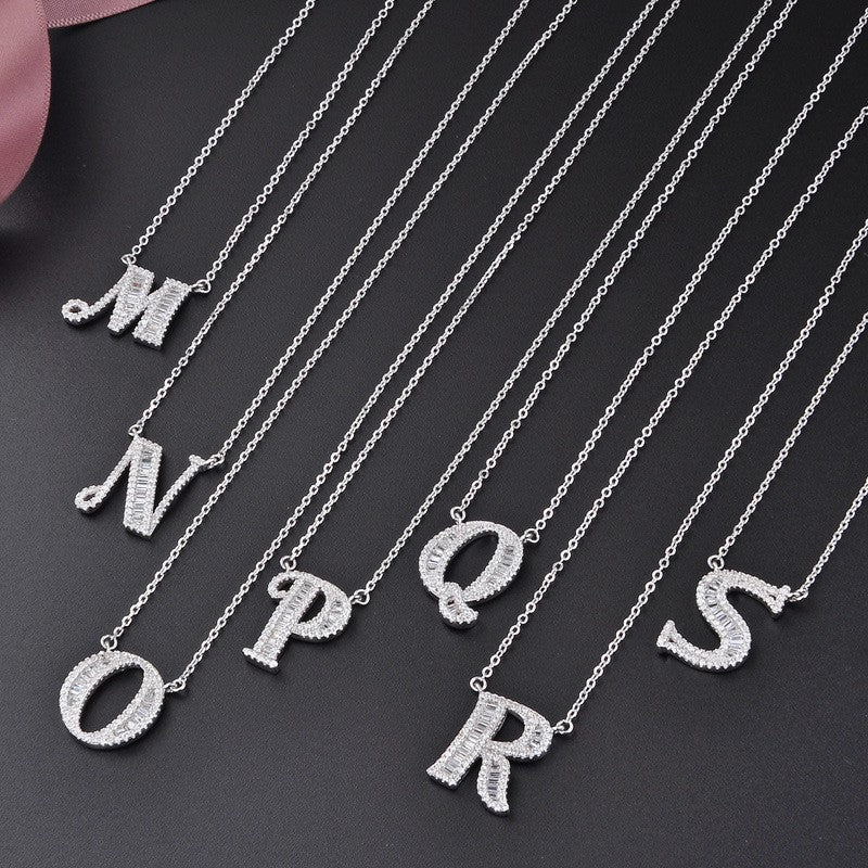 925 Sterling Silver Alphabet A-Z Pendant Necklace