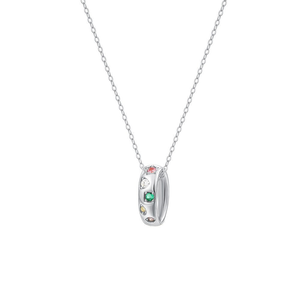 925 Sterling Silver Zircon Ring Pendant Necklace