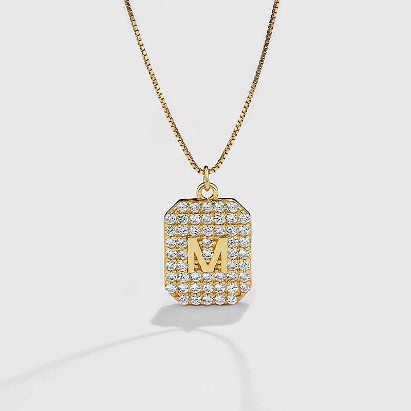 925 Sterling Silver Letter M Initial Pendant Necklace