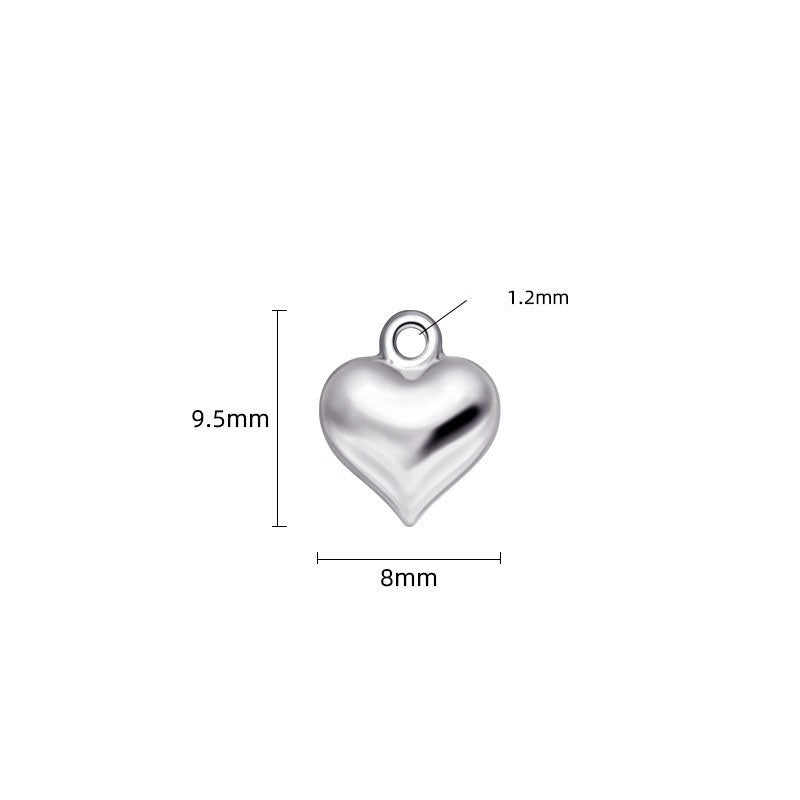 925 Sterling Silver Heart Charm 5mm 8mm With Spring Clasp For Jewelry DIY