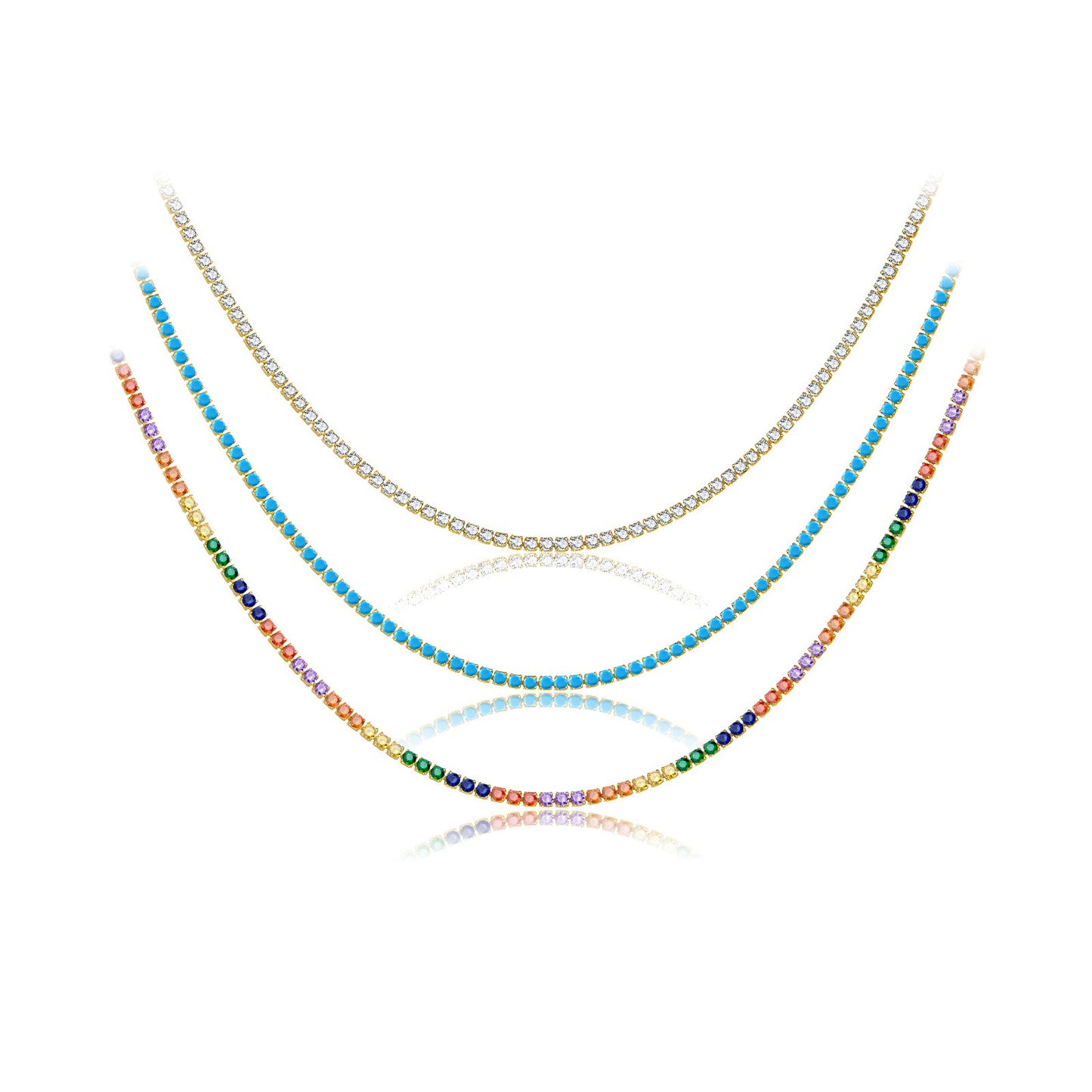 925 Sterling Silver Tennis Fashion Necklace