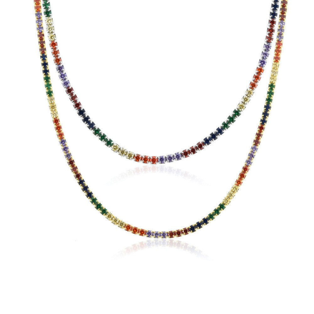 925 Sterling Silver Tennis Fashion Necklace