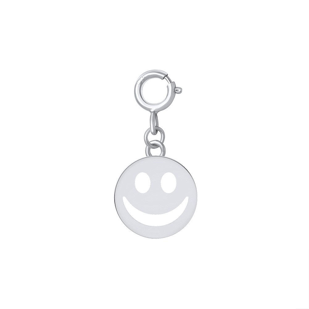 925 Sterling Silver Face Charm With Spring Clasp For Necklace Jewelry DIY