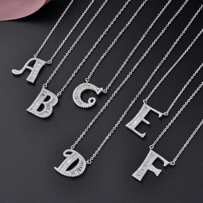 925 Sterling Silver Alphabet A-Z Pendant Necklace