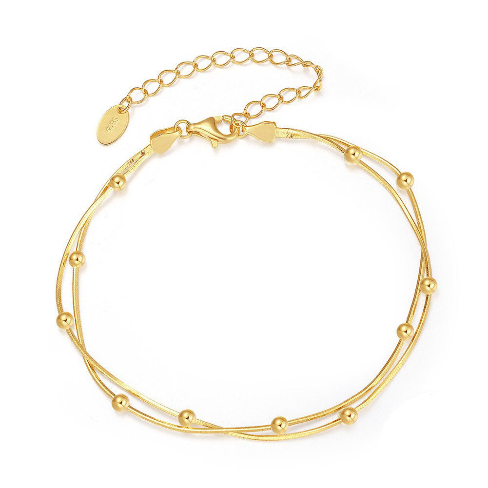 925 Sterling Silver Double Layers Satellite Bracelet