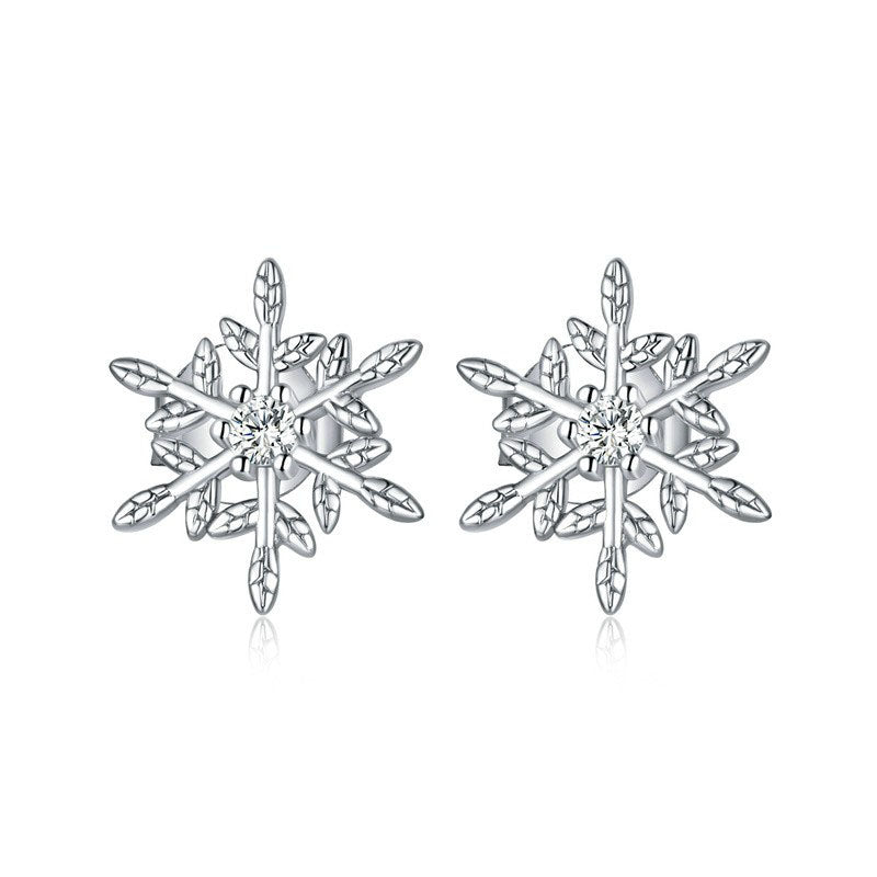 925 Sterling Silver Snowflake Fashion Earrings