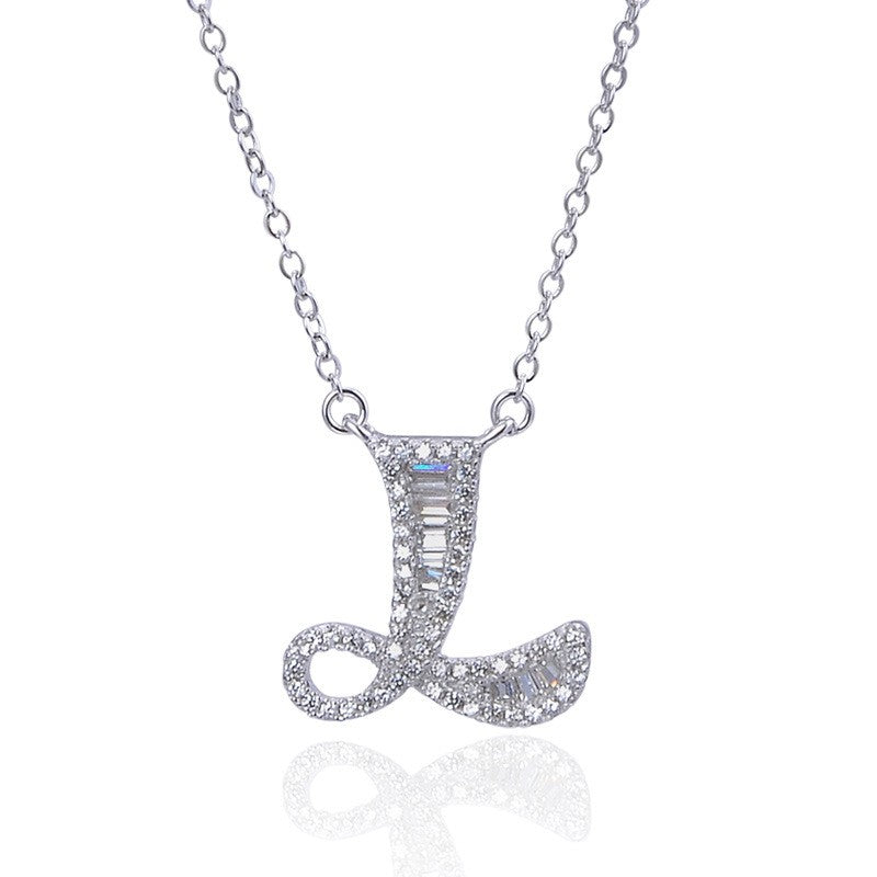 925 Sterling Silver Alphabet A-Z Pendant Necklace