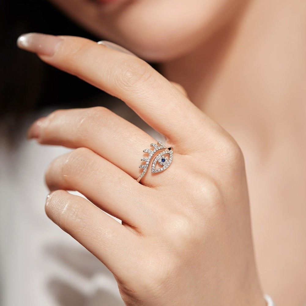 925 Sterling Silver Evil Eye Fashion Adjustable Ring