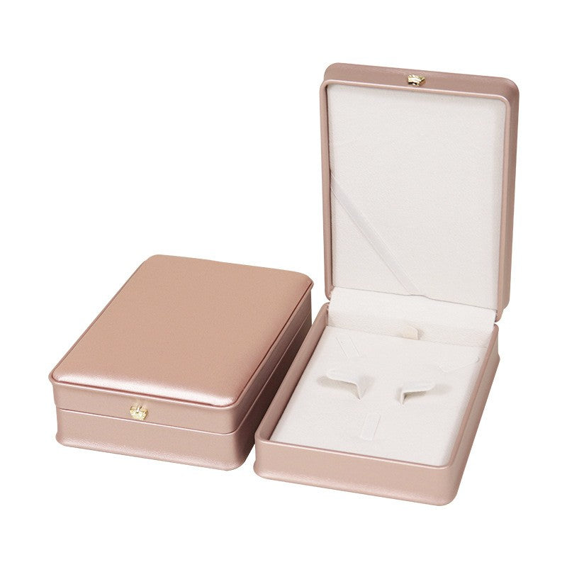 Elegant PU Crown Small Jewelry Set Box: Ring, Necklace & Earring Trio