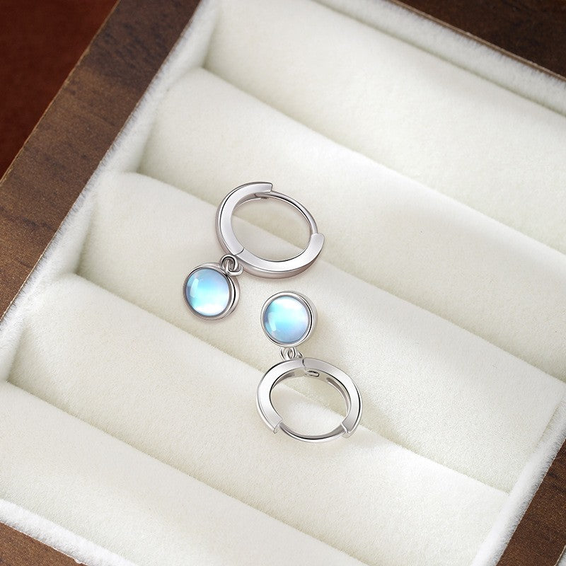 925 Sterling Silver Moonstone Huggie Earrings