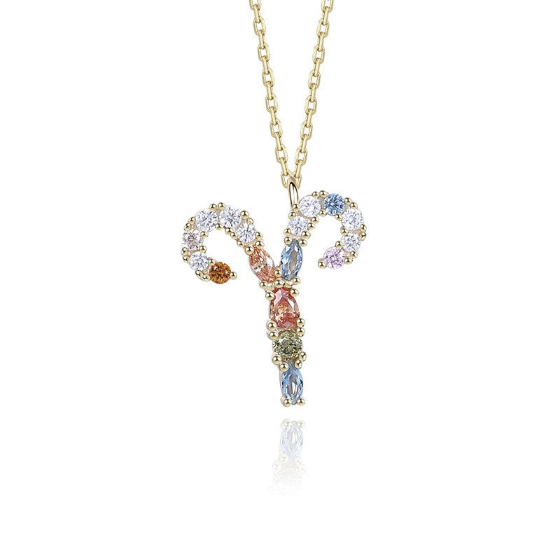 925 Sterling Silver Colorful Zircon Constellation Pendant Necklace