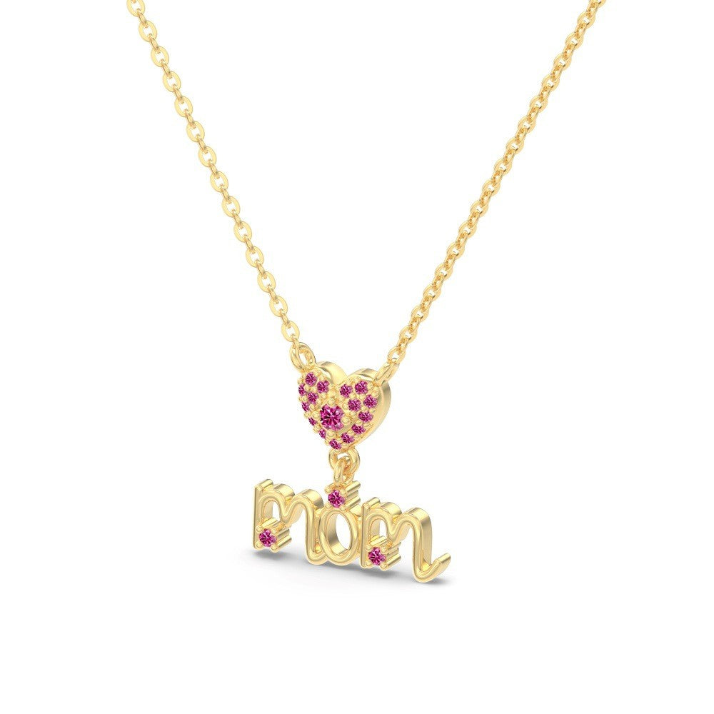 925 Sterling Silver Mom Heart Fashion Necklace