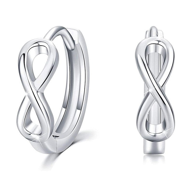 925 Sterling Silver Infinity Fashion Hoop Earrings
