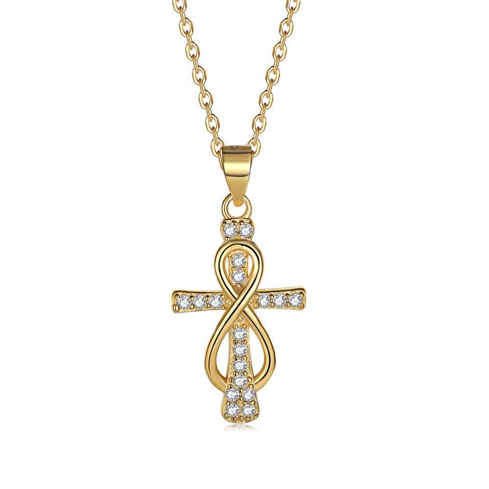 925 Sterling Silver Cross Infinity Necklace