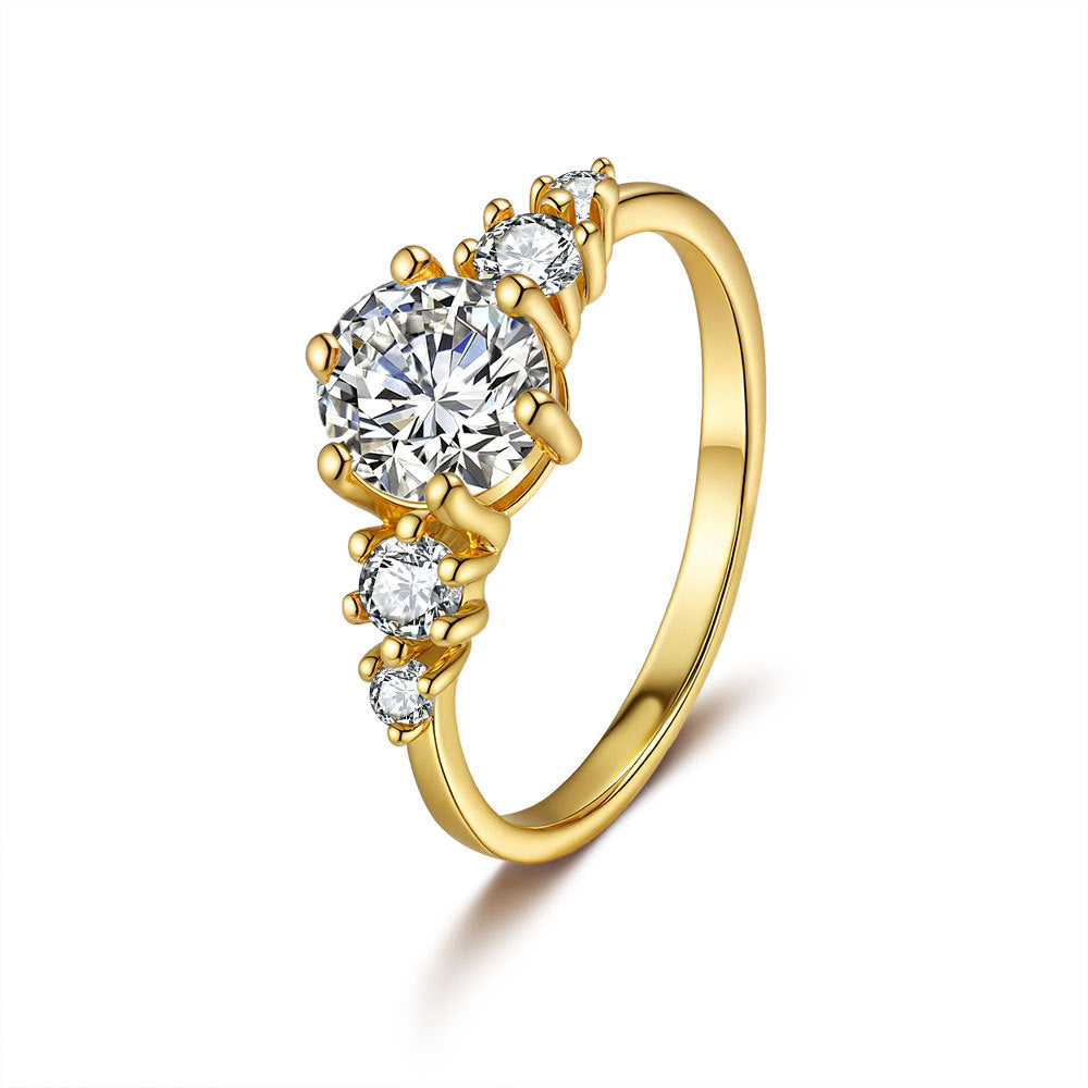 925 Sterling Silver Elegant Gold Plated Zircon Fashion Ring